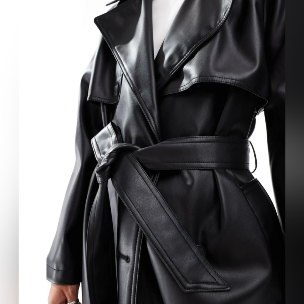 ASOS Vegan Leather Belted Trench Coat